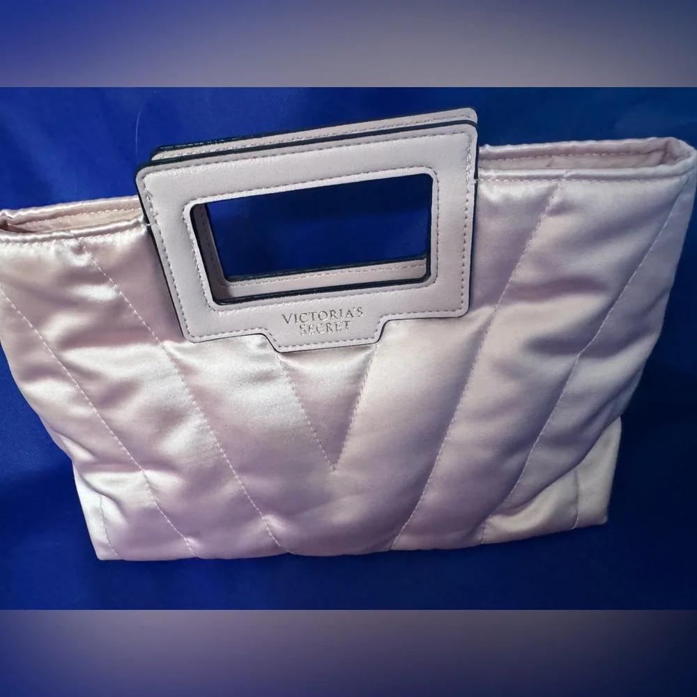 Victoria's Secret Iconic style Satiny Pink Clutch/cosmetic carry-all bag - NWOT